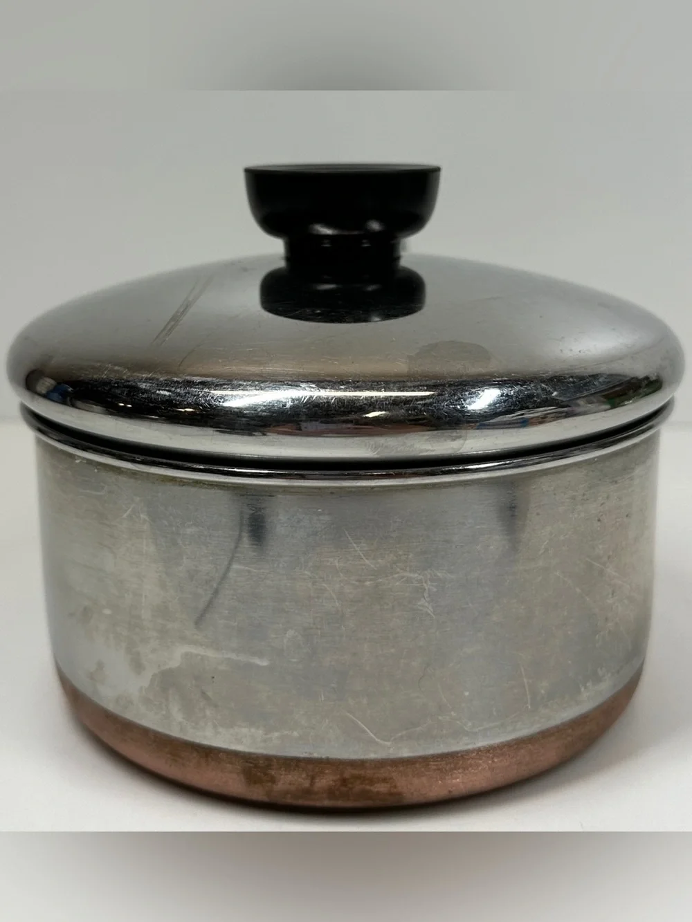 Vintage 1801 Revere Ware 1 Qt Copper Bottom Saucepan/Pot w/ Lid Clinton USA